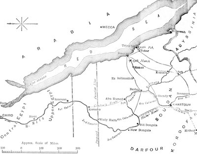 मिस्र और सौदान के बीच देश का मानचित्र, c1881-85 द्वारा अज्ञात