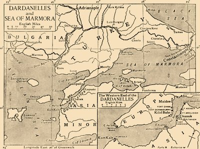 मार्डनारा के डारडानेल्स और सी का नक्शा, c1914, 1920। द्वारा अज्ञात