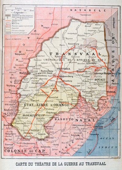 1899 में ट्रांसवाल में युद्ध के रंगमंच का मानचित्र द्वारा अज्ञात