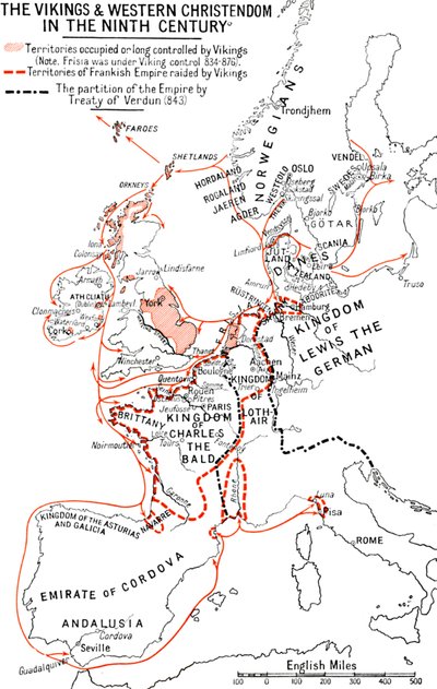 नौवीं शताब्दी, 1935 में वाइकिंग्स एंड वेस्टर्न क्रिस्टेंडोम का नक्शा द्वारा अज्ञात