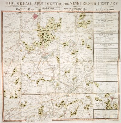 वाटरलू अभियान का मानचित्र, 1815, वाल्मर कैसल, केंट द्वारा अज्ञात