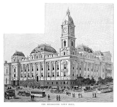 मेलबर्न टाउन हॉल, विक्टोरिया, ऑस्ट्रेलिया, 1886 द्वारा अज्ञात