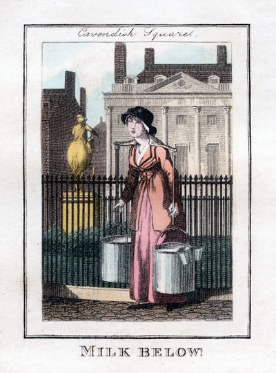 नीचे दूध!, कैवेंडिश स्क्वायर, लंदन, 1805 द्वारा अज्ञात