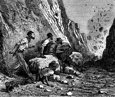 माइनर्स ब्लास्टिंग, 1879। द्वारा अज्ञात