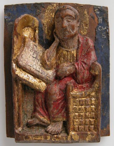 उनकी लेखन मेज पर सेंट मार्क की लघु राहत, लगभग। 1200-1225. द्वारा अज्ञात