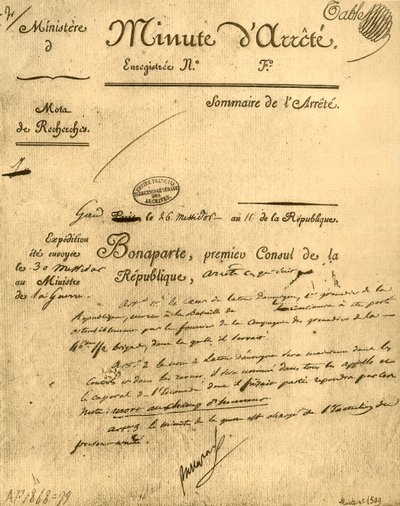 ला टूर dAuvergne, 15 जुलाई 1803, 1921 के विषय पर मंत्रिस्तरीय आदेश। द्वारा अज्ञात