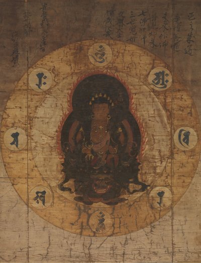 आठ पवित्र संस्कृत अक्षरों के साथ मोनजू बोसात्सू, मध्य से 14वीं सदी के अंत तक। द्वारा अज्ञात