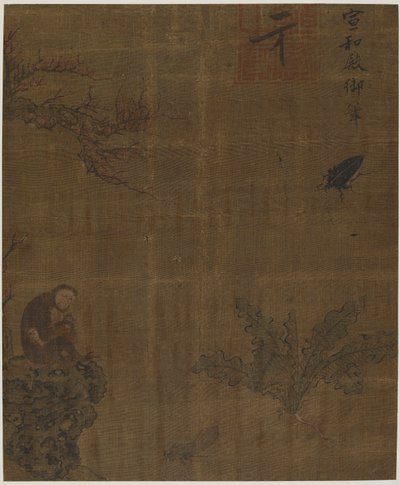 बंदर, कीड़े और पत्तागोभी, संभवतः मिंग राजवंश, 1368-1644। द्वारा अज्ञात