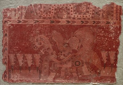 एलीट मेल और मैगी कैक्टस लीव्स के साथ भित्ति चित्रण, 500-550। द्वारा अज्ञात
