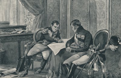 नेपोलियन और अलेक्जेंडर टिलसिट स्टडीज़िंग द मैप ऑफ यूरोप, 1807, 1896 में द्वारा अज्ञात