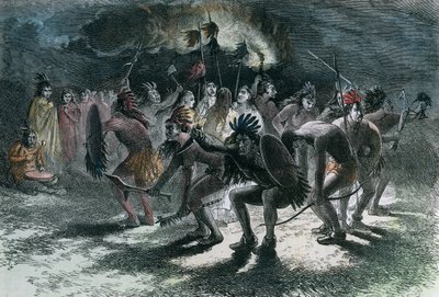 मूल अमेरिकी खोपड़ी नृत्य, c1875 द्वारा अज्ञात