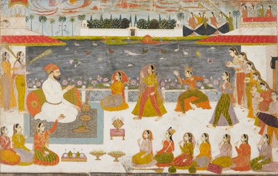 नवाब और महिलाएँ छत पर नाच देख रहे थे, 1760 द्वारा अज्ञात