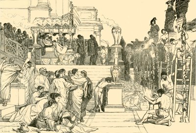 नेरोस टार्च - 1890 में रोम में ईसाइयों को जलाना। द्वारा अज्ञात