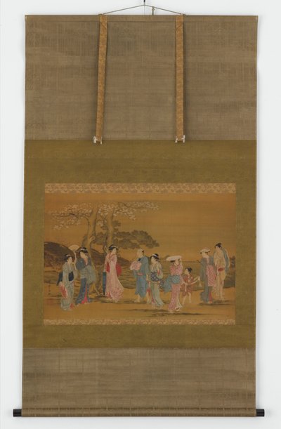 चेरी ब्लॉसम देखने के लिए नौ लोग निकले, ईदो काल, 1615-1868। द्वारा अज्ञात