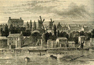 लेम्बेथ में पुरानी विंडमिल्स, लगभग 1750, c1878। द्वारा अज्ञात