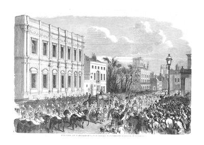 संसद का उद्घाटन - शाही जुलूस पासिंग व्हाइटहॉल।, 1854 द्वारा अज्ञात