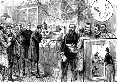 1891 में एंग्लो-फ्रेंच टेलीफोन लाइन का उद्घाटन द्वारा अज्ञात