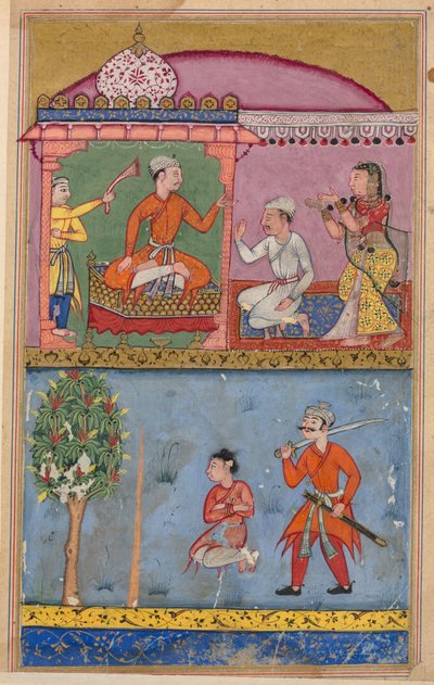 एक तोता तूती-नामा के किस्से से पेज: टेक्स्ट पेज, सी। 1560. द्वारा अज्ञात