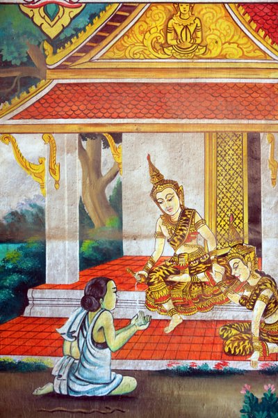 शाक्यमुनि बुद्ध की जीवन गाथा को दर्शाती पेंटिंग। वाट नक्सई। वियनतियाने। लाओस, 20151106, वियनतियाने, लाओस द्वारा अज्ञात