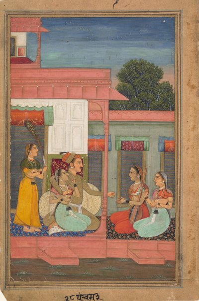 पंचम रागिनी: पेज ऑफ़ ए रागमाला सीरीज़ गारलैंड ऑफ़ म्यूज़िकल मोड्स, ca. 1640। द्वारा अज्ञात