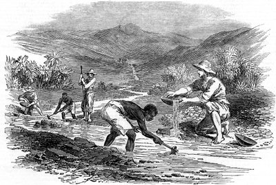 1849 के कैलिफ़ोर्निया गोल्ड रश के दौरान सोने के लिए पैनिंग द्वारा अज्ञात