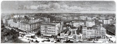 1871, यूएसए के सिटी हॉल के ऊपर से शिकागो का पैनोरमा द्वारा अज्ञात