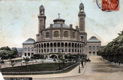 पेरिस: पैलेस डू ट्रोकाडेरो का बाहरी दृश्य - पोस्टकार्ड दिनांक 1908 द्वारा अज्ञात