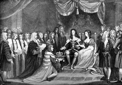 विलियम और मैरी को क्राउन की पेशकश करने वाली संसद, 1689, 18 वीं शताब्दी के अंत में द्वारा अज्ञात