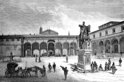 पियाजा और चर्च ऑफ़ द सेंटीसीमा अन्नुनाज़ता, फ्लोरेंस, इटली, 1882 द्वारा Unbekannt