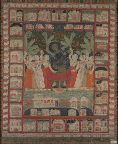 1825-1850 तक श्री नाथजी की पूजा के साथ पिचवी की दीवार। द्वारा अज्ञात