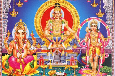 Picture of Hindu gods Ganesh, Ayappa & Subramania India द्वारा अज्ञात