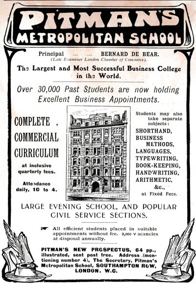 पिटमैन मेट्रोपॉलिटन स्कूल, 1906। द्वारा अज्ञात