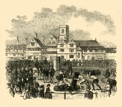 ओल्ड स्मिथफील्ड में निष्पादन का स्थान, c1872। द्वारा अज्ञात