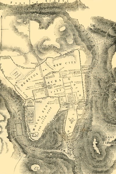 पहली ईसाई शताब्दी, 1890 में यरुशलम की योजना। द्वारा अज्ञात