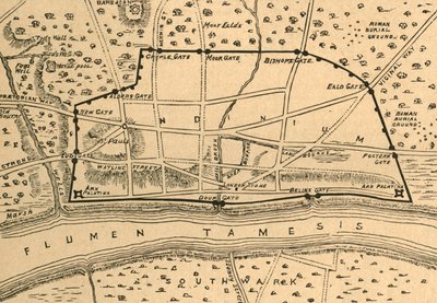 रोमन लंदन की योजना, 1897। द्वारा अज्ञात