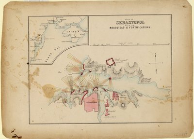 अपने रोडस्टेड और किलेबंदी के साथ सेवस्तोपोल की योजना, सी। 1858 द्वारा अज्ञात