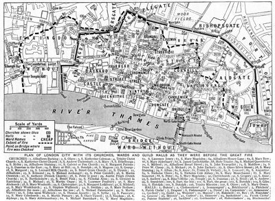 चर्च, वार्ड और गिल्ड हॉल दिखाते हुए लंदन शहर की योजना, 1926-1927 द्वारा अज्ञात
