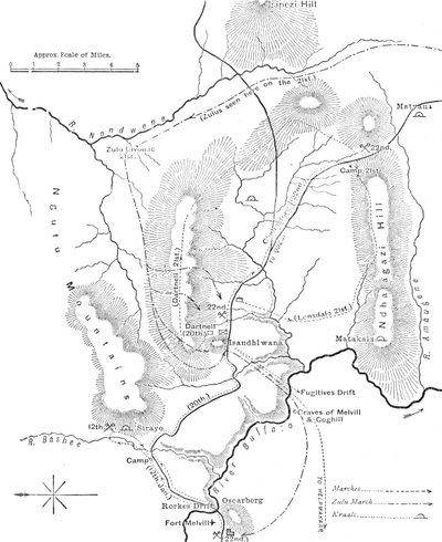 12 वीं और 22 वीं, 1879, c1880 के बीच इसांडलवाना के पास मार्च की योजना द्वारा अज्ञात