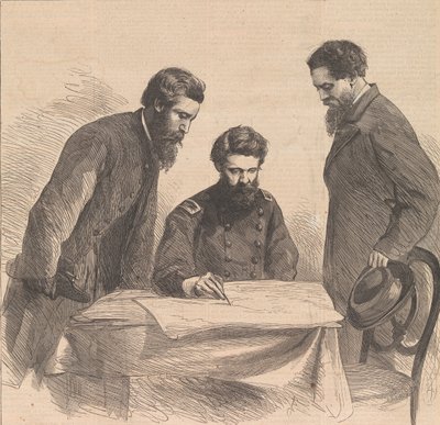 बूथ और हेरोल्ड पर कब्ज़ा करने की योजना बनाना, 1865। द्वारा अज्ञात
