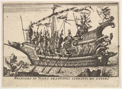 प्लेट 13: Argonauts MELEAGER और कामदेव Meleagro एट ज्वार Argonotes Condotti के नेतृत्व में ताना मार ... 1664। द्वारा अज्ञात