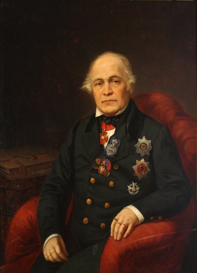 काउंट दिमित्री निकोलेयेविच बल्डोव की पोर्ट्रेट 1785-1864, 19 वीं शताब्दी के मध्य में। द्वारा अज्ञात