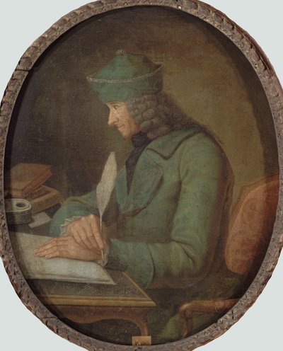 फ्रेंकोइस मैरी अरोएट डे वोल्टेयर का पोर्ट्रेट 1694-1778, अपने अध्ययन में, 18 वीं शताब्दी का दूसरा भाग। द्वारा अज्ञात