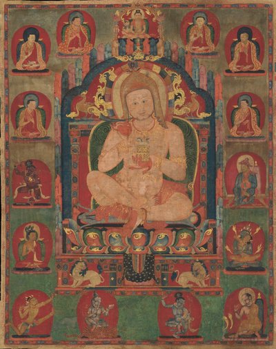 Portrait of Jnanatapa Attended by Lamas and Mahasiddhas, ca. 1350.  द्वारा अज्ञात