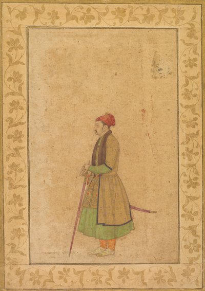अंबर के राजा राम सिंह का चित्रण r। 1667-1688 एक डेक्कन तलवार के साथ, सी। 1680-1685। द्वारा अज्ञात