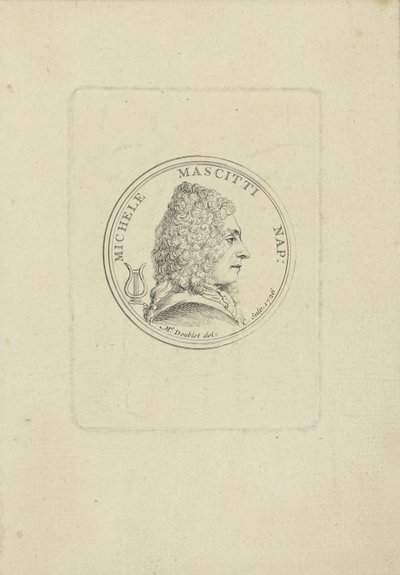 वायलिन वादक और संगीतकार मिशेल मैस्किट्टी का चित्रण 1663-1760, 1726। द्वारा अज्ञात