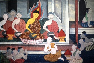 राजकुमार राम। राजा राम III के युग से रामकियन को दर्शाते हुए विहार की भीतरी दीवारों पर भित्ति विवरण। वाट फो - वाट फ्रा चेट्टुफॉन। 1788. बैंकॉक। थाईलैंड द्वारा अज्ञात