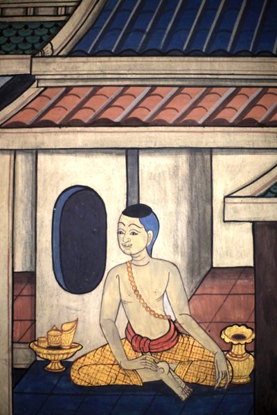 राजकुमार राम। राजा राम III के युग से रामकियन को दर्शाते हुए विहार की भीतरी दीवारों पर भित्ति विवरण। वाट फो - वाट फ्रा चेट्टुफॉन। 1788. बैंकॉक। थाईलैंड द्वारा अज्ञात
