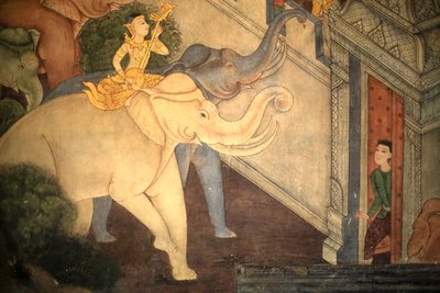 राजकुमार राम। राजा राम III के युग से रामकियन को दर्शाते हुए विहार की भीतरी दीवारों पर भित्ति विवरण। वाट फो - वाट फ्रा चेट्टुफॉन। 1788. बैंकॉक। थाईलैंड द्वारा अज्ञात