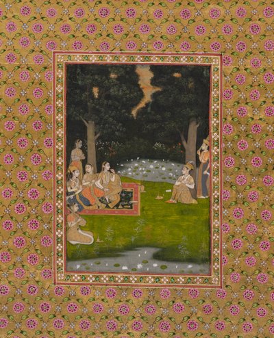 देवियों द्वारा दौरा किए गए जंगल में राजसी तपस्वी, सी। 1760। द्वारा अज्ञात