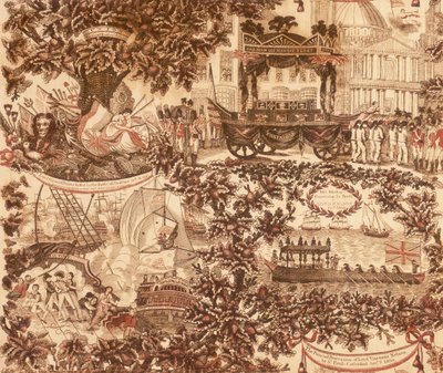 1806 में लॉर्ड विस्काउंट नेल्सन के अंतिम संस्कार जुलूस को दर्शाने वाला मुद्रित लिनन पैनल द्वारा अज्ञात